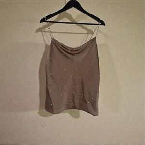 Do+Be Silk Camisole  Tan Women's Top. Small